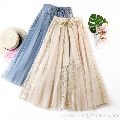 Skirt with Belt Casual Dress Ladies Sweet and Temperament Skirt Bubble Embroidery Skirt Supplier